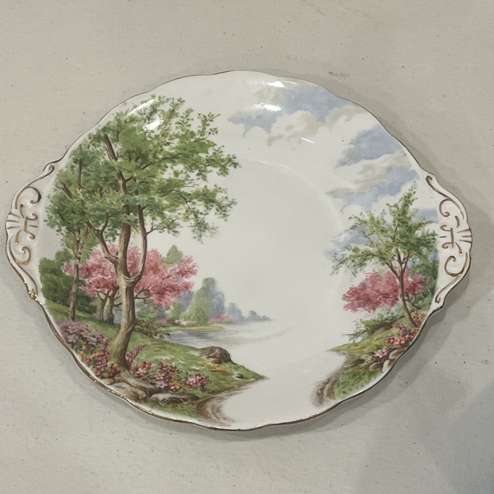 Vintage Royal Standard Spring's Gift Handled Cake Plate 10" Cherry Blossom